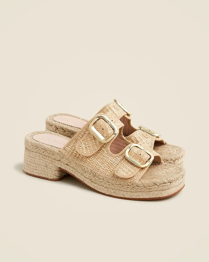Made-in-Spain block-heel espadrilles in faux raffia - Image 2