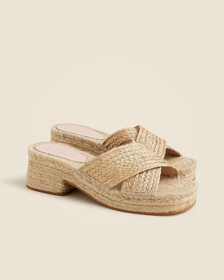 Made-in-Spain block-heel espadrilles in faux raffia