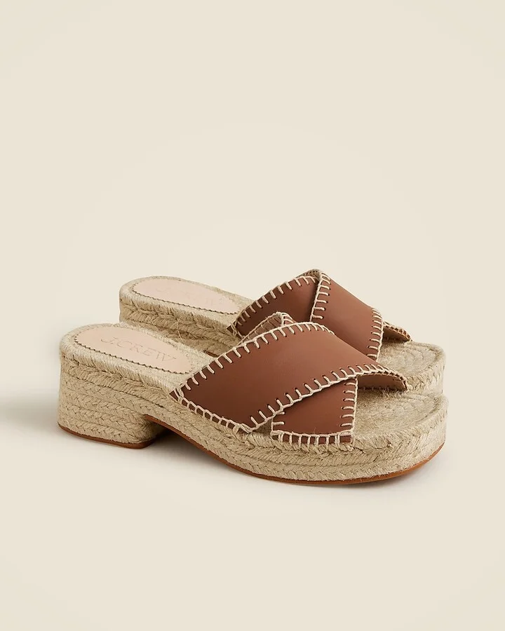 Made-in-Spain block-heel espadrilles in leather