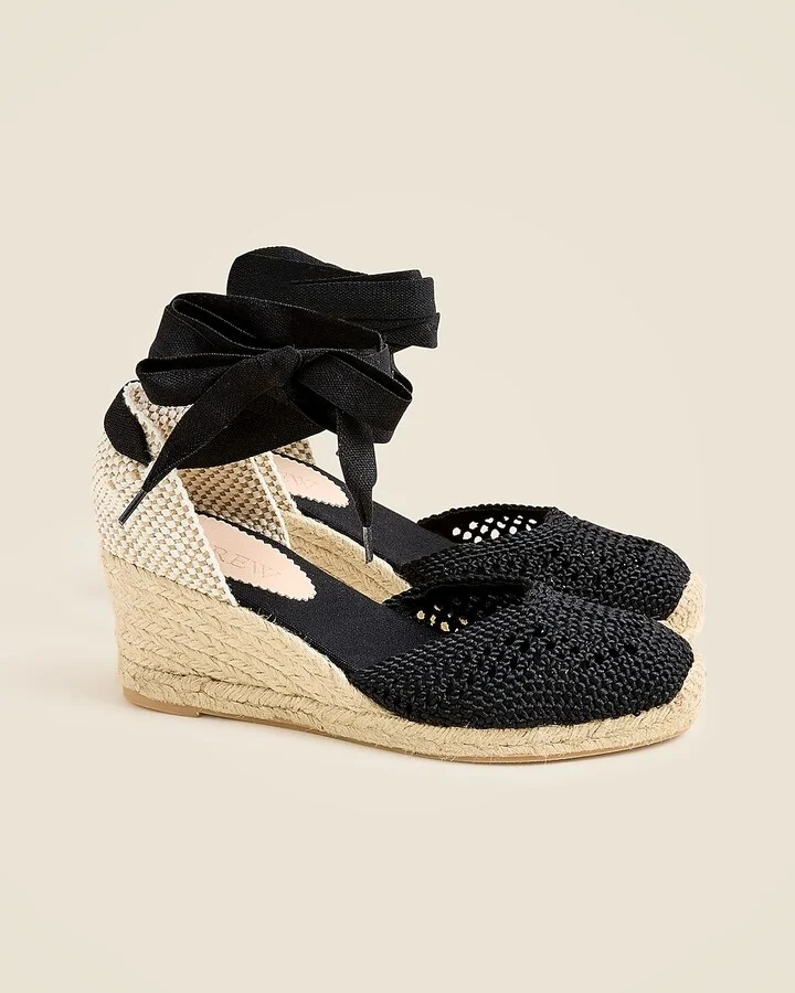Made-in-Spain crochet lace-up espadrille wedges - Image 2