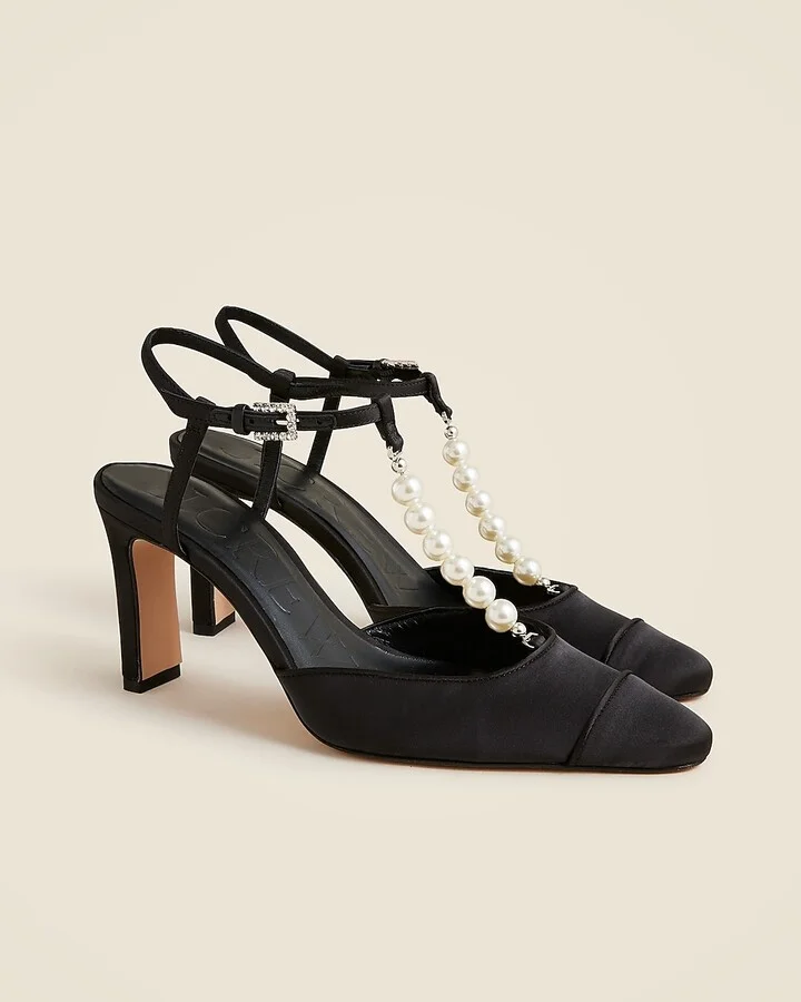 Made-in-Spain Jules pearl-strap pumps in satin - Image 2