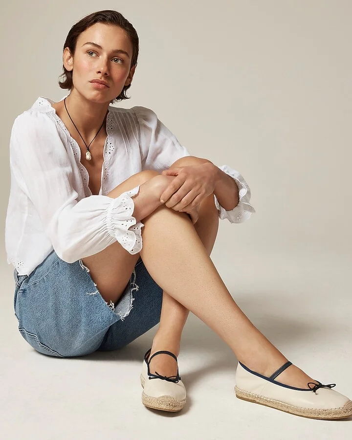 Made-in-Spain Mary Jane espadrille flats in leather