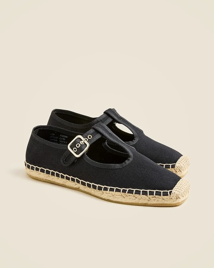 Made-in-Spain T-strap espadrille flats in canvas - Image 2