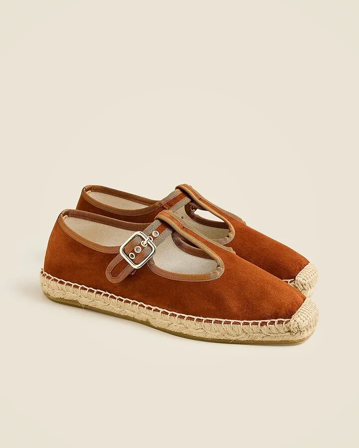 Made-in-Spain T-strap espadrille flats in suede - Image 2