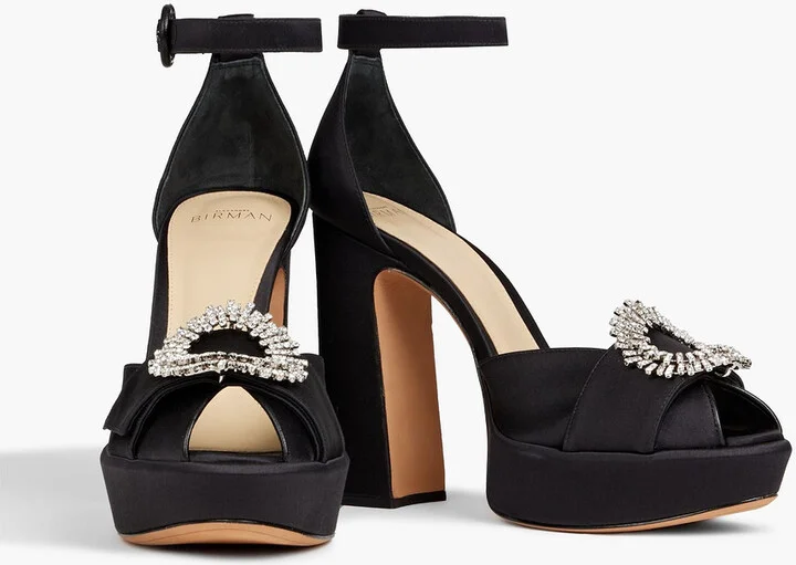 Madelina 120 crystal-embellished satin platform sandals - Image 2