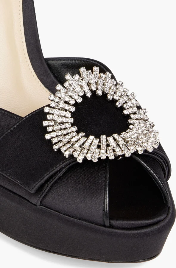 Madelina 120 crystal-embellished satin platform sandals - Image 4