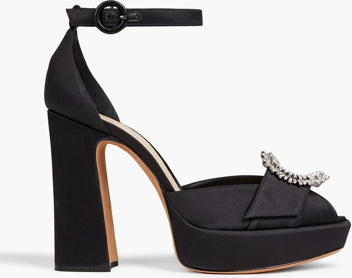 Madelina 120 crystal-embellished satin platform sandals