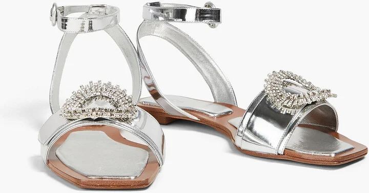 Madelina Summer embellished mirrored-leather sandals - Image 2