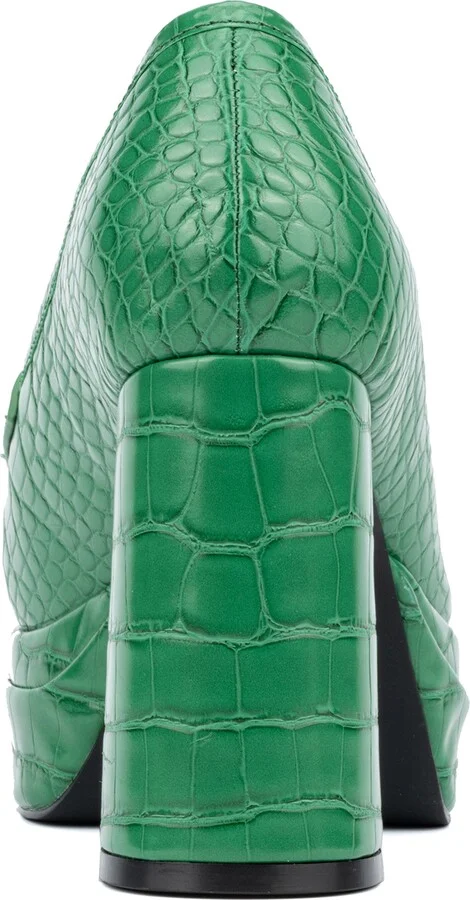 Madelyn Croc Embossed Platform Loafer Pump - Wide Width - Image 3