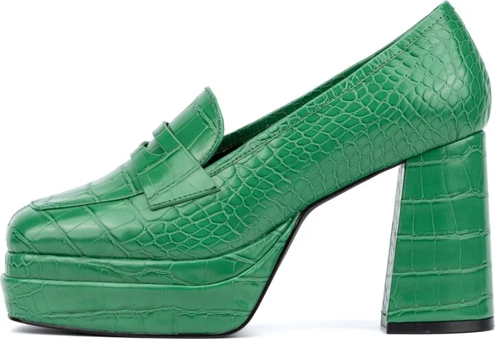 Madelyn Croc Embossed Platform Loafer Pump - Wide Width - Image 8