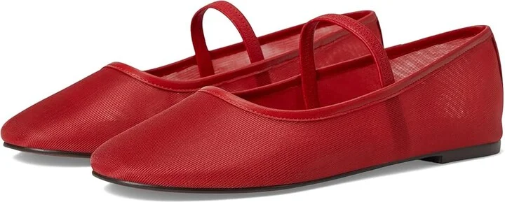 Madewell Cosme Elastic Mary Jane Women's Flat Shoes Bandana Red : 8 M, Leather/Mesh/Rubber