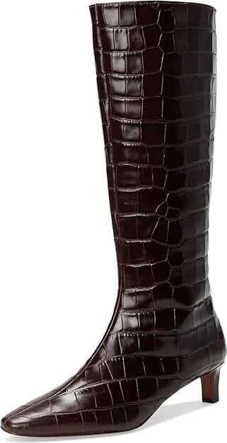 Madewell Dorchester Dimes Tall Boot - Croc Women's Boots Chocolate Raisin : 5 M, Leather - Image 5