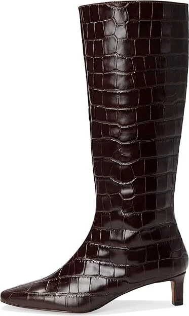Madewell Dorchester Dimes Tall Boot - Croc Women's Boots Chocolate Raisin : 5 M, Leather - Image 6
