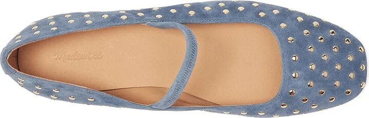 Madewell Greta Elastic Mary Jane - Suede W Stud Women's Flat Shoes Basalt Blue : 6.5 M - Image 2