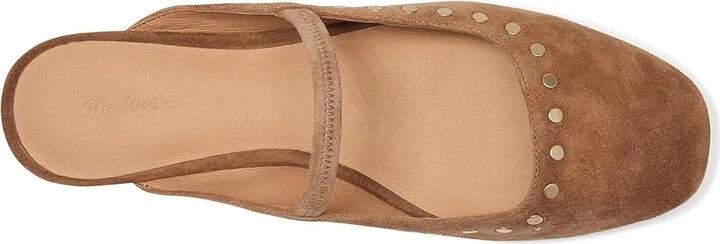 Madewell Greta Mule - Suede Studded Women's Flat Shoes Aged Cognac : 6 M, Leather - Image 2