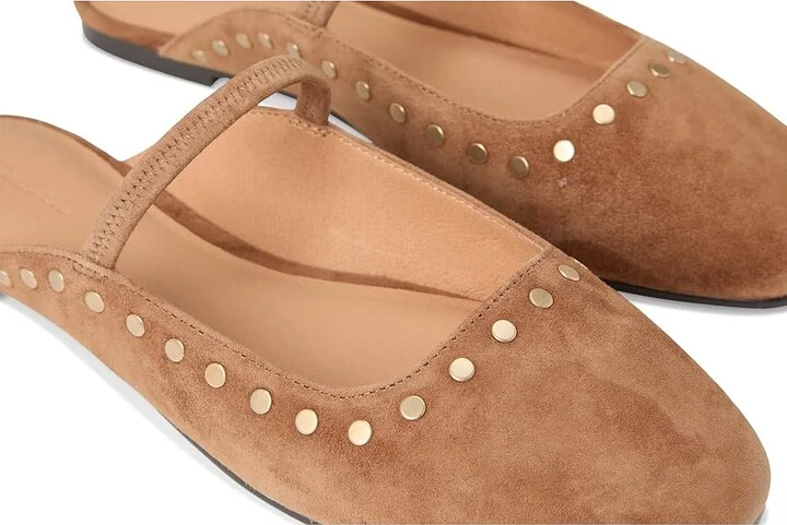 Madewell Greta Mule - Suede Studded Women's Flat Shoes Aged Cognac : 6 M, Leather - Image 7