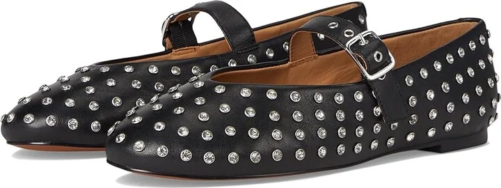 Madewell Hera Grommet Mary Jane Flat - Bezel Crys Women's Flat Shoes True Black : 6 M, Leather