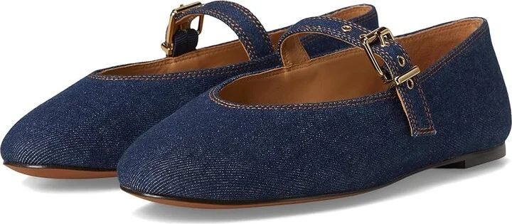 Madewell Hera Grommet Mary Jane Flat Women's Shoes Dark Denim : 10 M, Leather