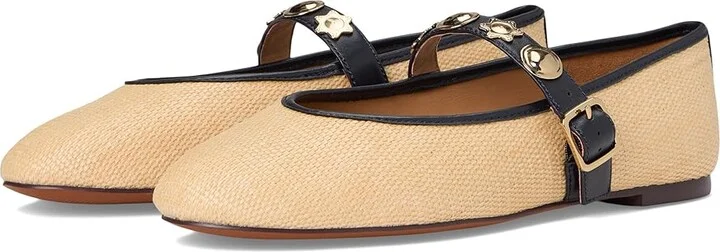 Madewell Hera Mary Jane - Medallion Women's Flat Shoes Natural : 9.5 M, Leather
