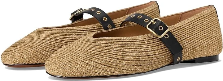 Madewell Hera Mary Jane - Raffia Women's Flat Shoes Natural : 5 M, Leather