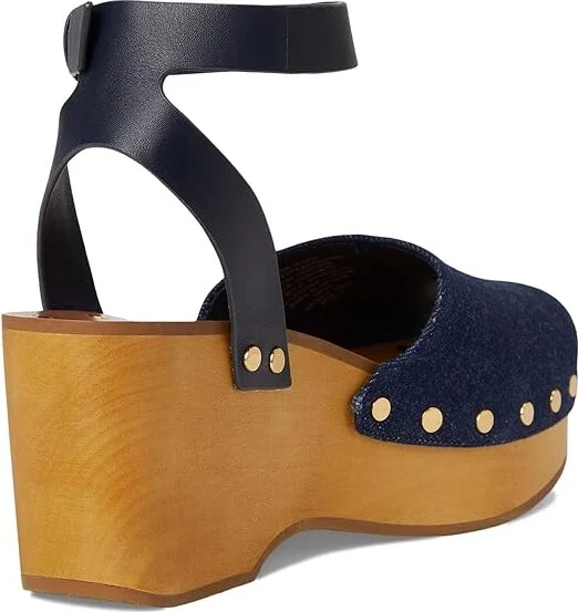 Madewell Holland Clog Women's Wedge Shoes Dark Denim : 9 M, Leather - Image 4