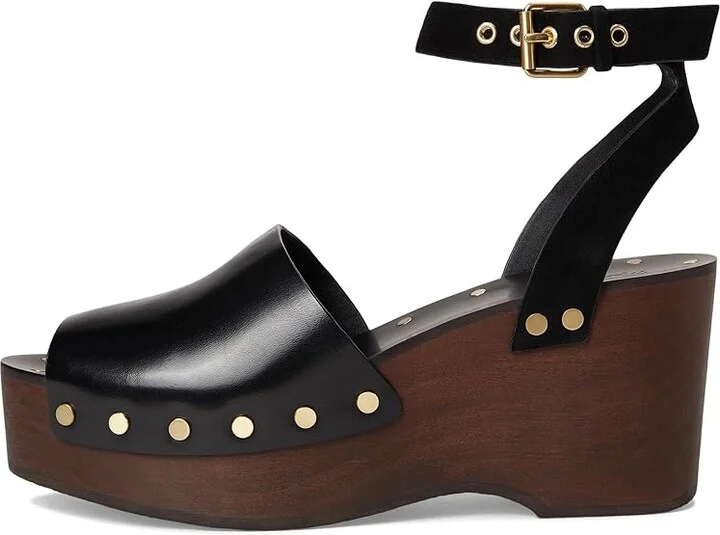 Madewell Holland Clog Women's Wedge Shoes True Black : 8.5 M, Leather - Image 6