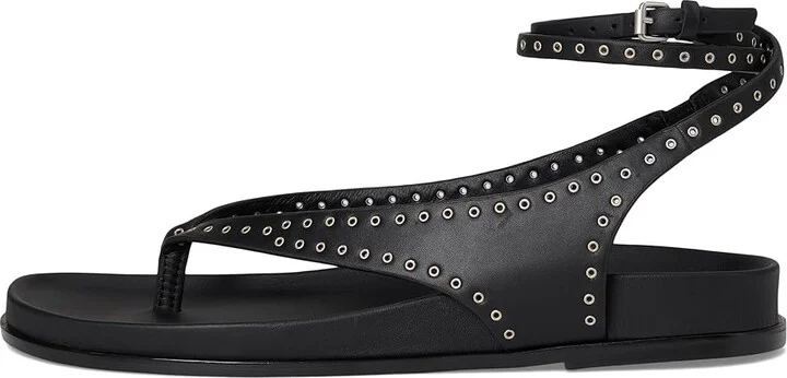 Madewell Millie Thong Lace Up Sandals - Grommet Women's Dress Sandals True Black : 5 M, Leather - Image 6
