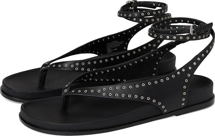 Madewell Millie Thong Lace Up Sandals - Grommet Women's Dress Sandals True Black : 5 M, Leather