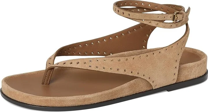 Madewell Millie Thong Lace Up Sandals - Suede Grom Women's Dress Sandals Tawny Khaki : 11 M, Leather - Image 5