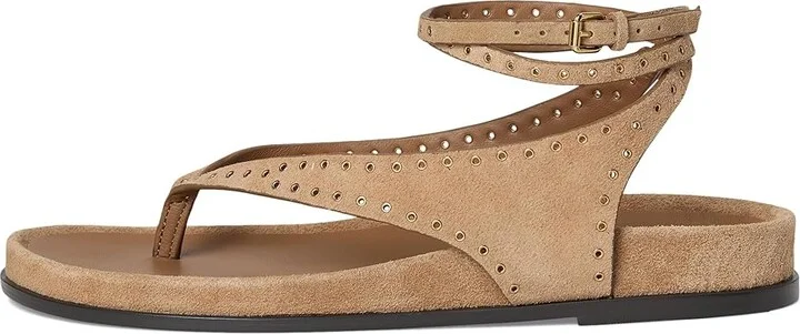 Madewell Millie Thong Lace Up Sandals - Suede Grom Women's Dress Sandals Tawny Khaki : 11 M, Leather - Image 6