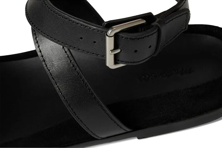 Madewell Molly Chunky Ankle Strap Women's Wedge Shoes True Black : 9 M, Leather - Image 7