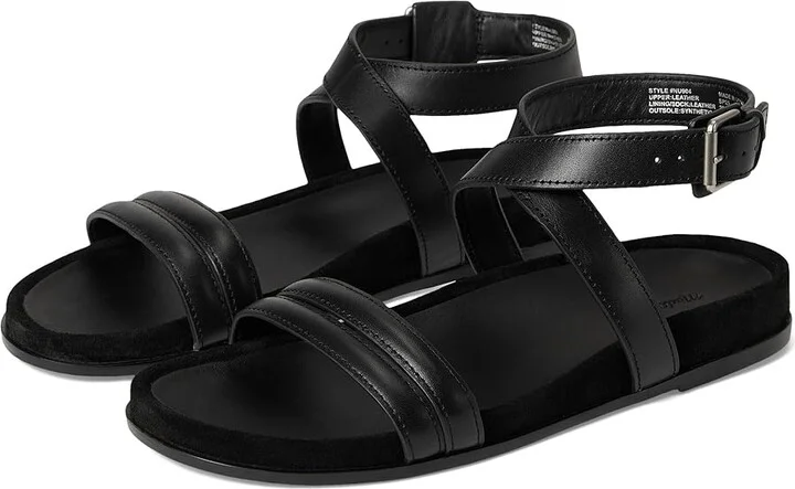 Madewell Molly Chunky Ankle Strap Women's Wedge Shoes True Black : 9 M, Leather