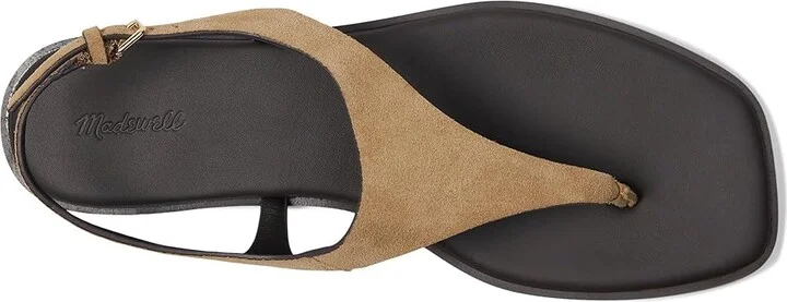 Madewell Piaule Thong Ankle Strap - Suede Women's Wedge Shoes Tawny Khaki : 9 M, Leather - Image 2