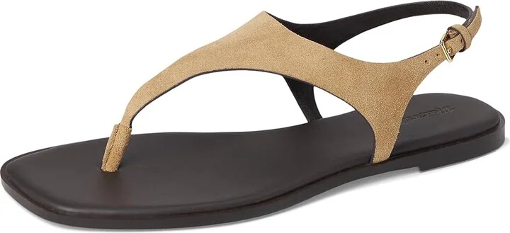 Madewell Piaule Thong Ankle Strap - Suede Women's Wedge Shoes Tawny Khaki : 9 M, Leather - Image 5