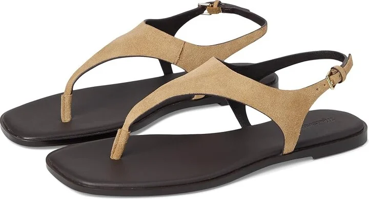Madewell Piaule Thong Ankle Strap - Suede Women's Wedge Shoes Tawny Khaki : 9 M, Leather