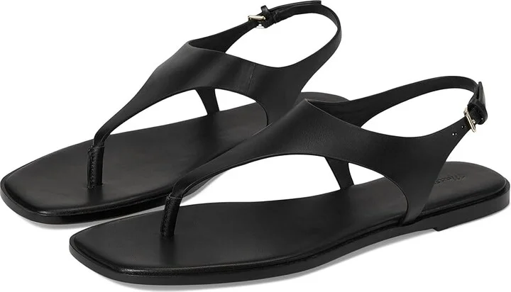 Madewell Piaule Thong Ankle Strap Women's Wedge Shoes True Black : 11 M, Leather