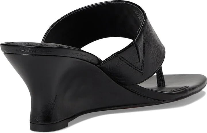 Madewell Reese Thong Wedge Women's Wedge Shoes True Black : 6 M, Leather - Image 4
