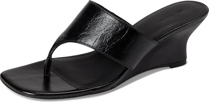 Madewell Reese Thong Wedge Women's Wedge Shoes True Black : 6 M, Leather - Image 5