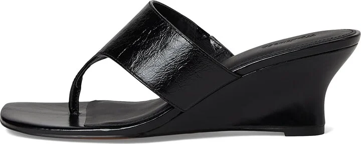Madewell Reese Thong Wedge Women's Wedge Shoes True Black : 6 M, Leather - Image 6
