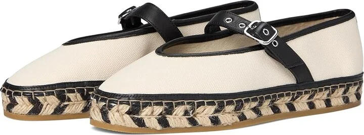 Madewell Remy Mary Jane - Canvas Espadrille Women's Flat Shoes Natural : 5.5 M, Leather/Textile