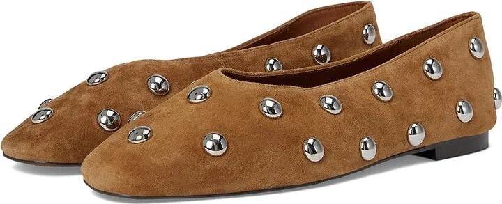 Madewell Sage Ballet Flat - Dome Stud Women's Shoes Dried Acorn : 7.5 M, Leather