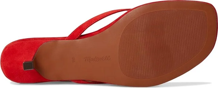 Madewell Tamia Heeled Thong Sandals - Suede Women's Dress Sandals Bandana Red : 8 M, Leather - Image 3