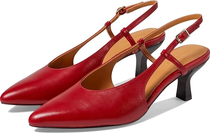 Madewell The Debbie Slingback Pump In Leather High Women's Heels Bright Ember : 7 M