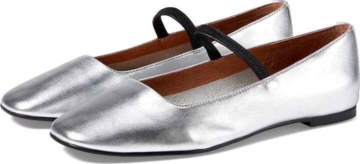 Madewell The Greta Ballet Flat in Metallic Leather Women's Shoes Silver : 10 M