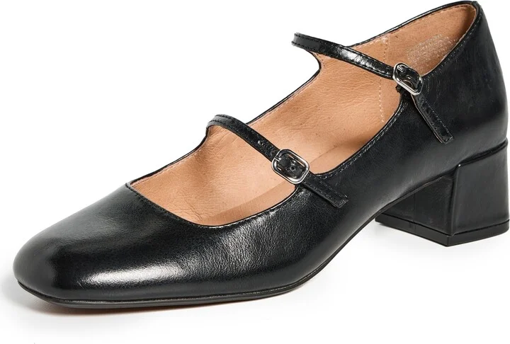 Madewell The Nettie Heeled Mary Jane  in Leather