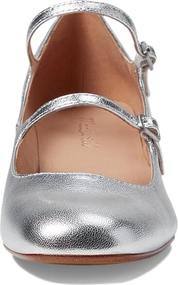 Madewell The Nettie Heeled Mary Jane in Metallic Leather Women's Flat Shoes Bright Silver : 9.5 M - Image 2