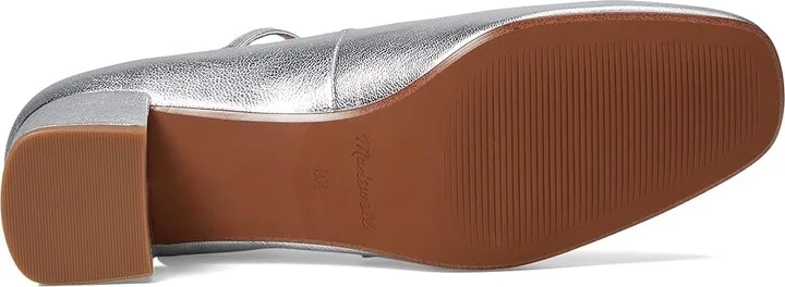 Madewell The Nettie Heeled Mary Jane in Metallic Leather Women's Flat Shoes Bright Silver : 9.5 M - Image 3