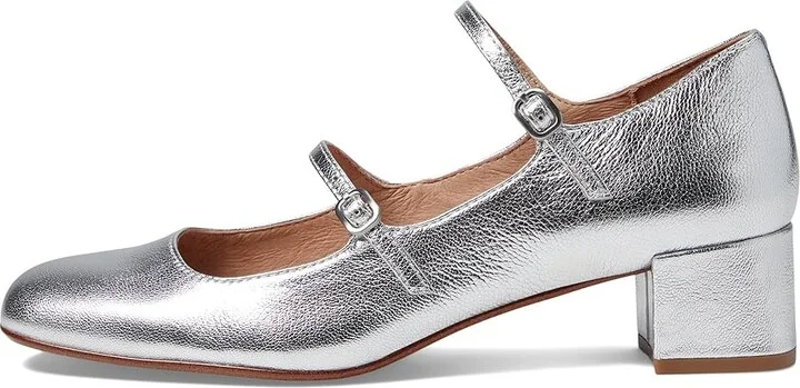 Madewell The Nettie Heeled Mary Jane in Metallic Leather Women's Flat Shoes Bright Silver : 9.5 M - Image 5