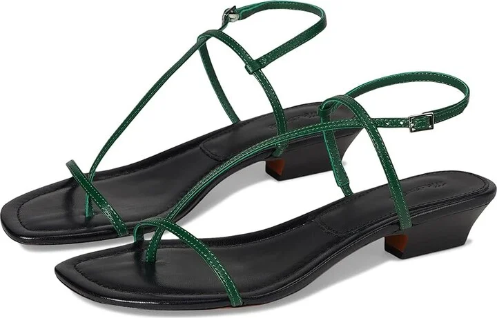 Madewell Tonio Strappy Sandal Women's Wedge Shoes Golf Green : 7 M, Leather