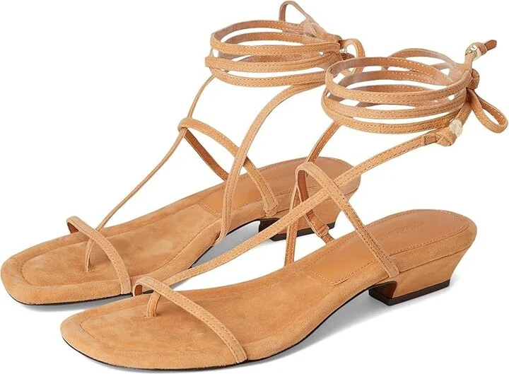 Madewell Tonio Strappy Sandals - Lace Up Suede Women's Dress Sandals Sunbaked Clay : 8 M, Leather
